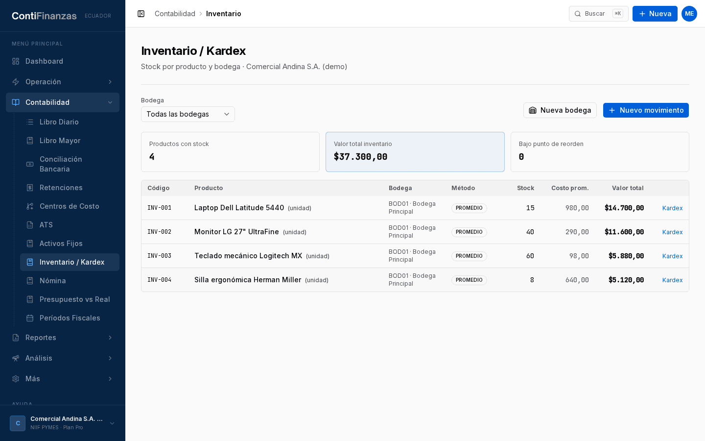 Imagen: factura autorizada → asiento de costo de ventas
